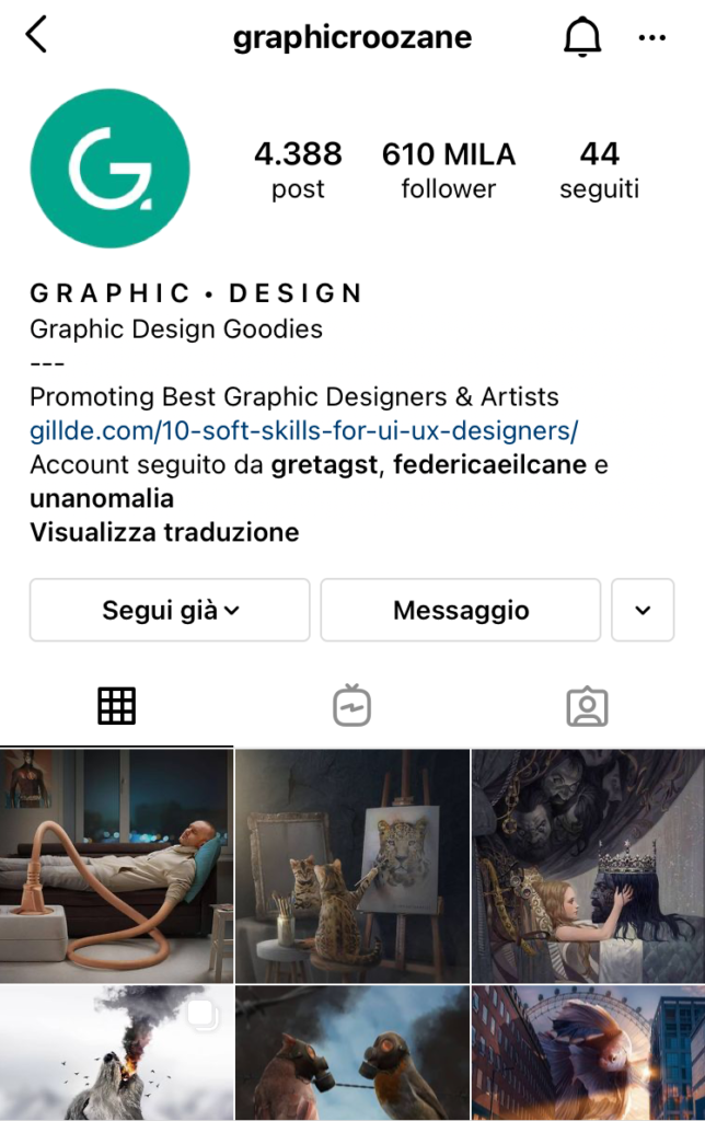 profili creativi Instagram graphicroozane